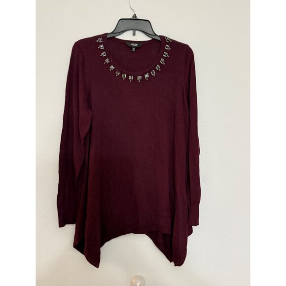 Simply Vera Wang Embellished Handkerchief Hem Sweater, Size 0X - Picture 1 of 7